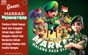 Logo Malang Rasa Klasik dengan elemen tentara engrang, suasana festival, dan anak-anak zaman dulu.
