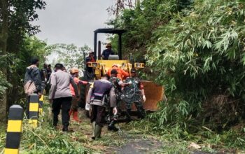 Koramil Bumiaji atasi bencana rumpun bambu roboh di Desa Tulungrejo.