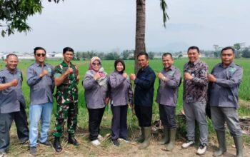 Petani dan pemerintah melakukan penyemprotan hama padi bersama di Desa Karangduren untuk meningkatkan hasil pertanian